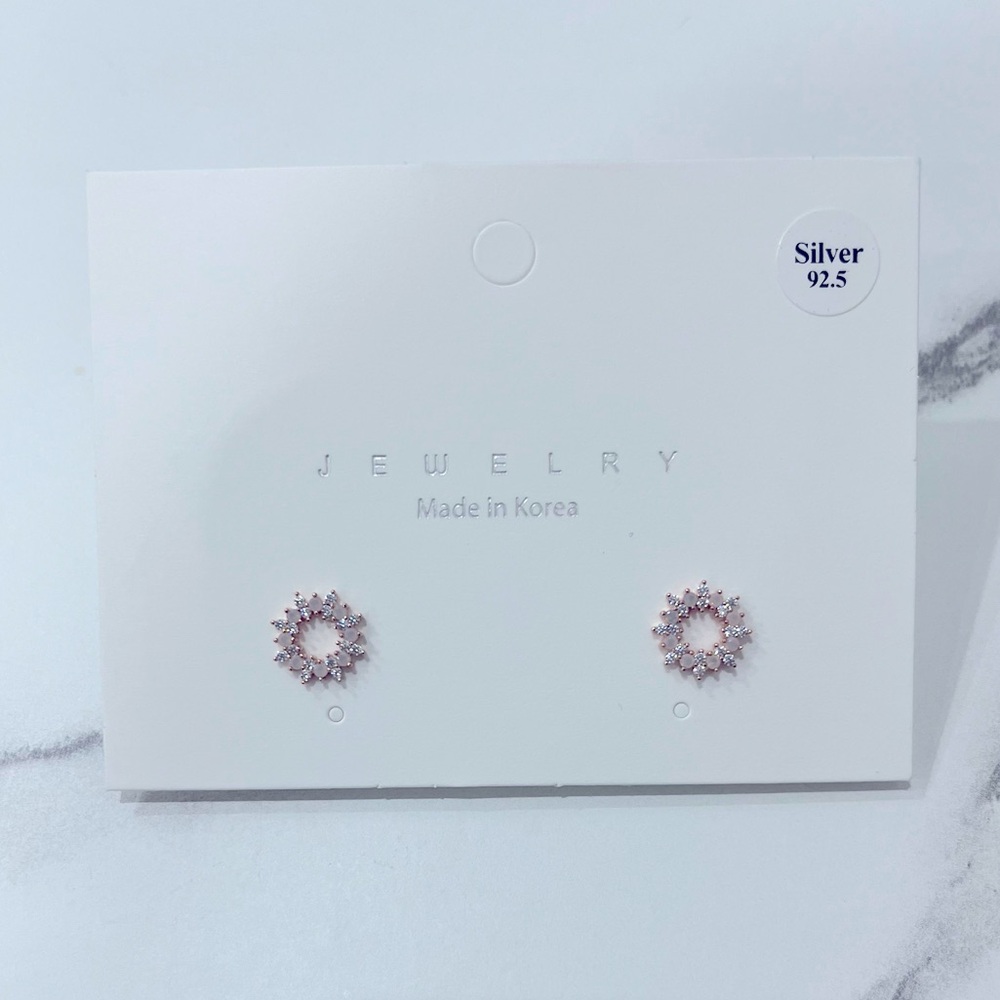 Rose Gold Diamonds Earrings-Sterling Silver
